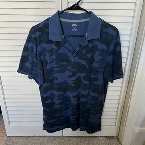 Men's Blue Camo Polo Shirt